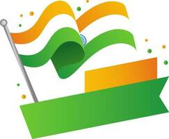 Isolated Indian National Flag Pole And Copy Space Strip Background. vector