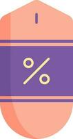 Percentage Message Tag Flat Icon In Purple And Peach Color. vector