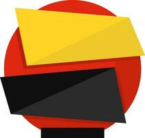 Yellow And Black Strip With Red Circle Element In Paper Cut. vector