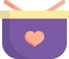 Heart Symbol Basket Colorful Icon In Flat Style. vector