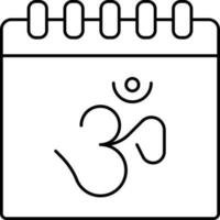 Illustration Of Festival Calendar With Om Icon In Black Line Art Icon. vector