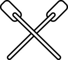 Cross Paddle Icon In Linear Style. vector