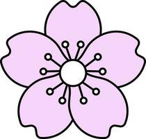 rosado Cereza flor plano icono en blanco antecedentes. vector