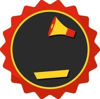 Red And Yellow Loud Speaker In Zigzag Black Circle Element vector