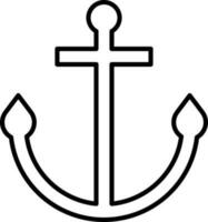 Black Stroke Anchor Flat Icon Or Symbol. vector