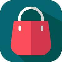 Red Handbag Icon On Teal Square Background. vector