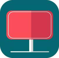 Red Monitor On Teal Square Icon. vector