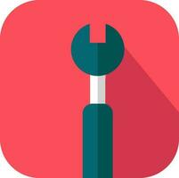 Teal Wrench Icon On Red Square Background. vector