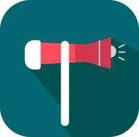 Flat Style Megaphone Red And Teal Square Icon. vector