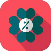 Flower Discount Offer Teal And Red Square Icon. vector