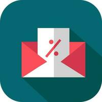 rojo y blanco descuento oferta correo icono en verde azulado cuadrado antecedentes. vector