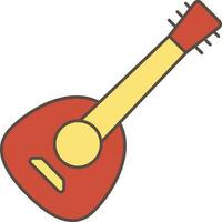 Flat Mandolin Icon In Brown And Yellow Color. vector