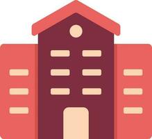 Magenta And Red School Building Flat Icon. vector