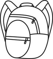 Flat Style Backpack Icon In Black Line Art. vector