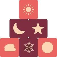 Weather Puzzle Block Building Red And Magenta Icon. vector