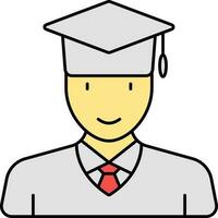 Grey Illustration Of Young Boy Wearing Graduation Cap Icon. vector