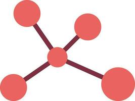 Red Illustration Of Molecule Flat Icon. vector