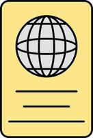 International Document Flat Icon In Yellow And Grey Color. vector