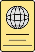 International Document Flat Icon In Yellow And Grey Color. vector