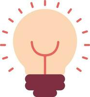 Illuminated Bulb Flat Icon In Peach And Magenta Color. vector