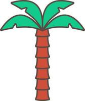 Brown And Green Palm Tree Flat Icon. vector