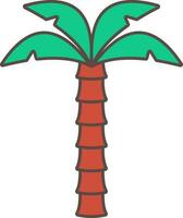 Brown And Green Palm Tree Flat Icon. vector