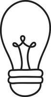 Vector Illustration Of Illuminated Bulb Icon In Line Art.