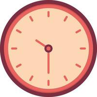 aislado reloj plano icono en rojo y melocotón color. vector