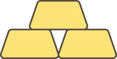 Flat Gold Brick Icon In Yellow Color. vector
