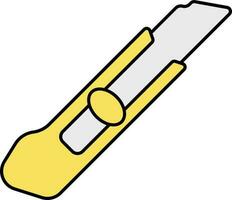 Isolated Knife Cutter Icon In Yellow Color. vector