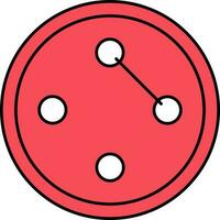 Flat Style Sewing Button Icon In Red Color. vector