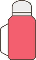 Isolated Thermos Bottle Icon In Red Color. vector