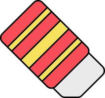 Red And Yellow Eraser Icon Or Symbol. vector