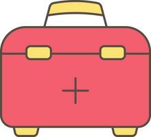 First Aid Box Icon In Yellow And Red Color. vector