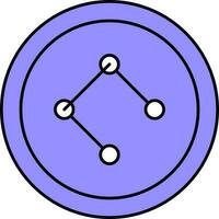 Stitch Button Icon In Blue Color. vector