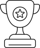 Isolated Star Trophy Icon In Thin Line. vector