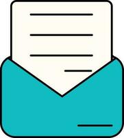 Illustration Of Letter Or Mail Icon In Turquoise Color. vector
