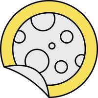 Flat Style Moon Sticker Grey And Yellow Icon. vector