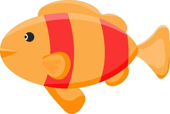 Cute Clownfish Cartoon Icon In Flat Style.