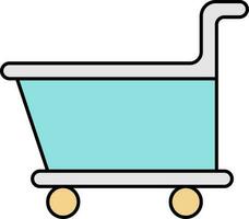 azul y gris compras carro icono en plano estilo. vector