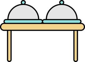 Flat Illustration Of Buffet Table Icon In Tricolor. vector