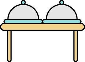 Flat Illustration Of Buffet Table Icon In Tricolor. vector