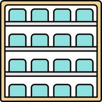 Retailer Shelves Flat Icon In Blue And Orange Color. vector