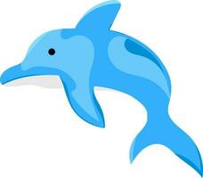 Flat Dolphin Fish Cartoon Icon In Blue Color. vector