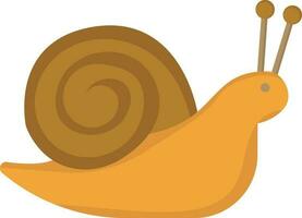 Flat Style Snail Character Icon In Orange Color. vector