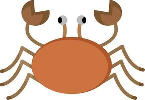 Isolated Brown Crab Cartoon icon In Flat Style. vector