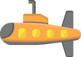 Orange And Grey Submarine Icon In Flat Style. vector