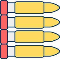 Four Bullets Set Icon In Yellow And Red Color. vector