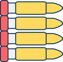 Four Bullets Set Icon In Yellow And Red Color. vector