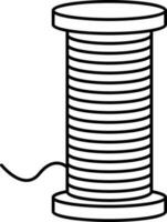 Thread Spool Black Line Art Icon. vector